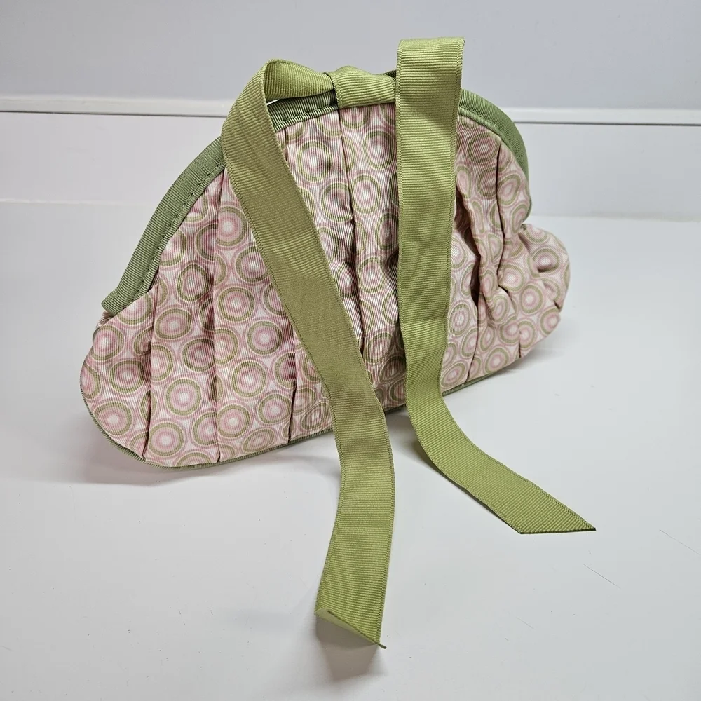 Crabtree & Evelyn London Green Tufted Travel Cosmetic Bag Ribbon Closure